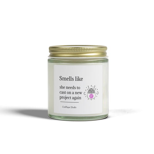 Coconut Apricot Wax Candle — “Smells Like She Needs to Cast on a New Project Again” (4oz & 9oz)