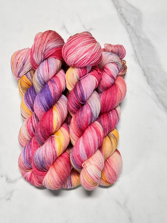 Dhalias Garden Premium Sock - Fingering Hand Dyed Yarn