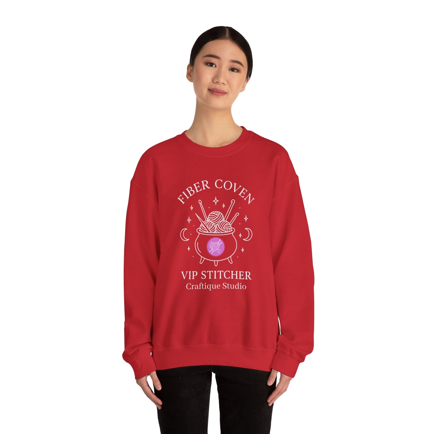 Crewneck Sweatshirt front and back Print- Fiber Coven Craftique Studio