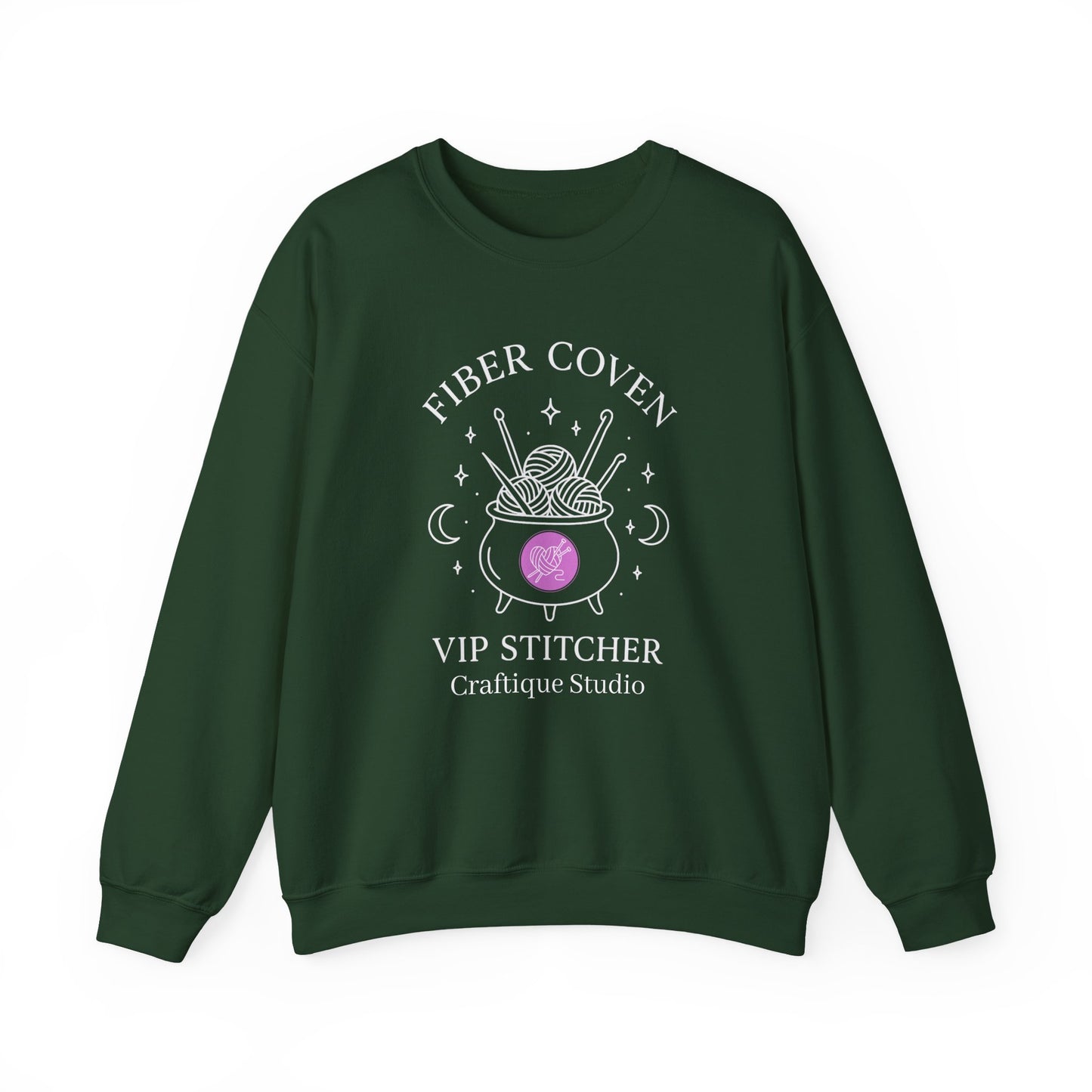 Crewneck Sweatshirt front and back Print- Fiber Coven Craftique Studio