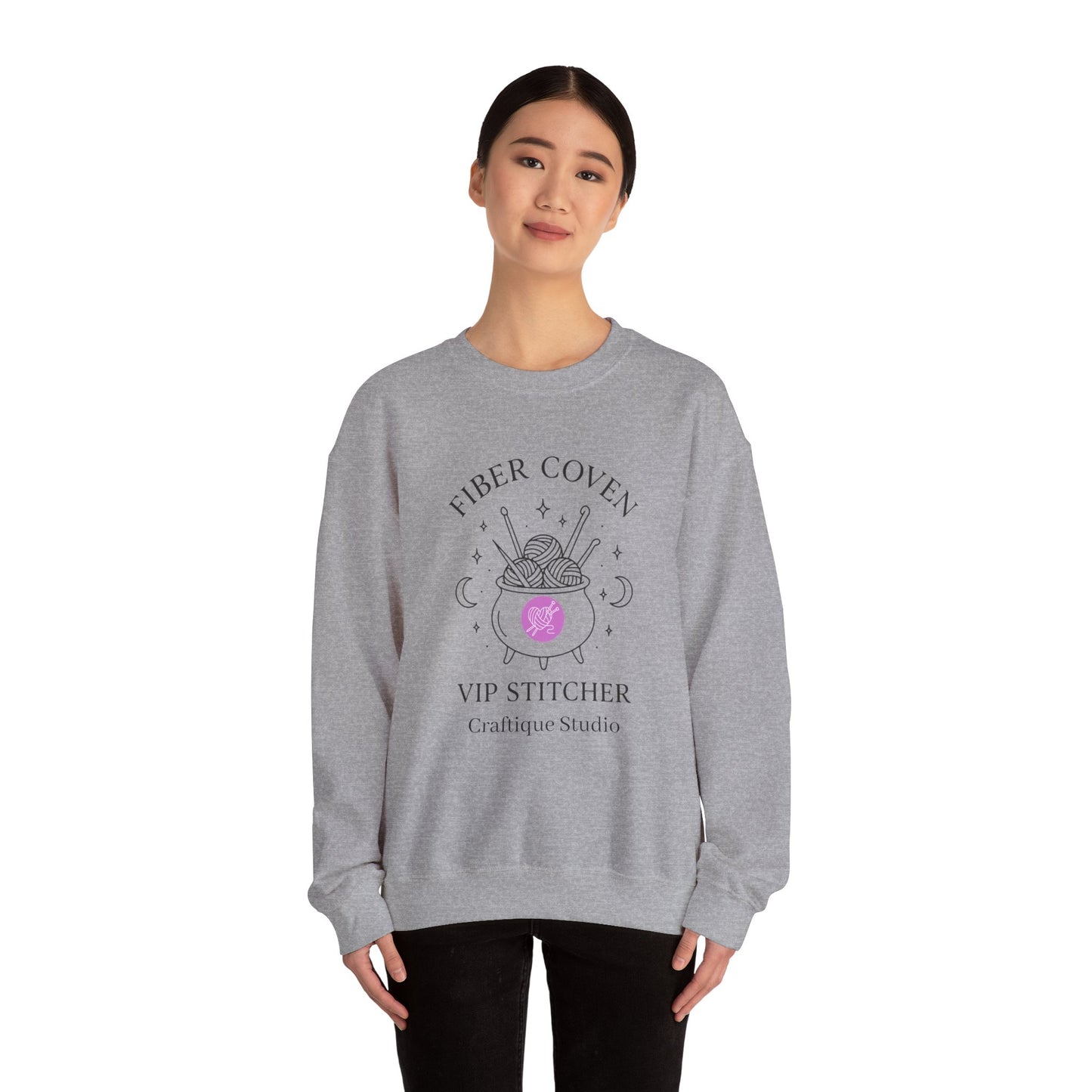 Crewneck Sweatshirt front and back Print- Fiber Coven Craftique Studio