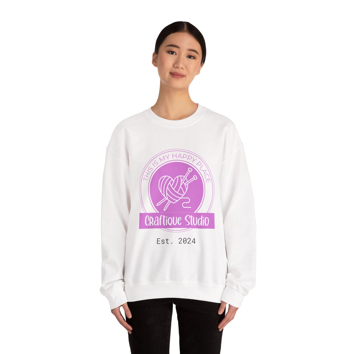 Craftique Studio Logo- This is my Happy Place Crewneck Sweatshirt