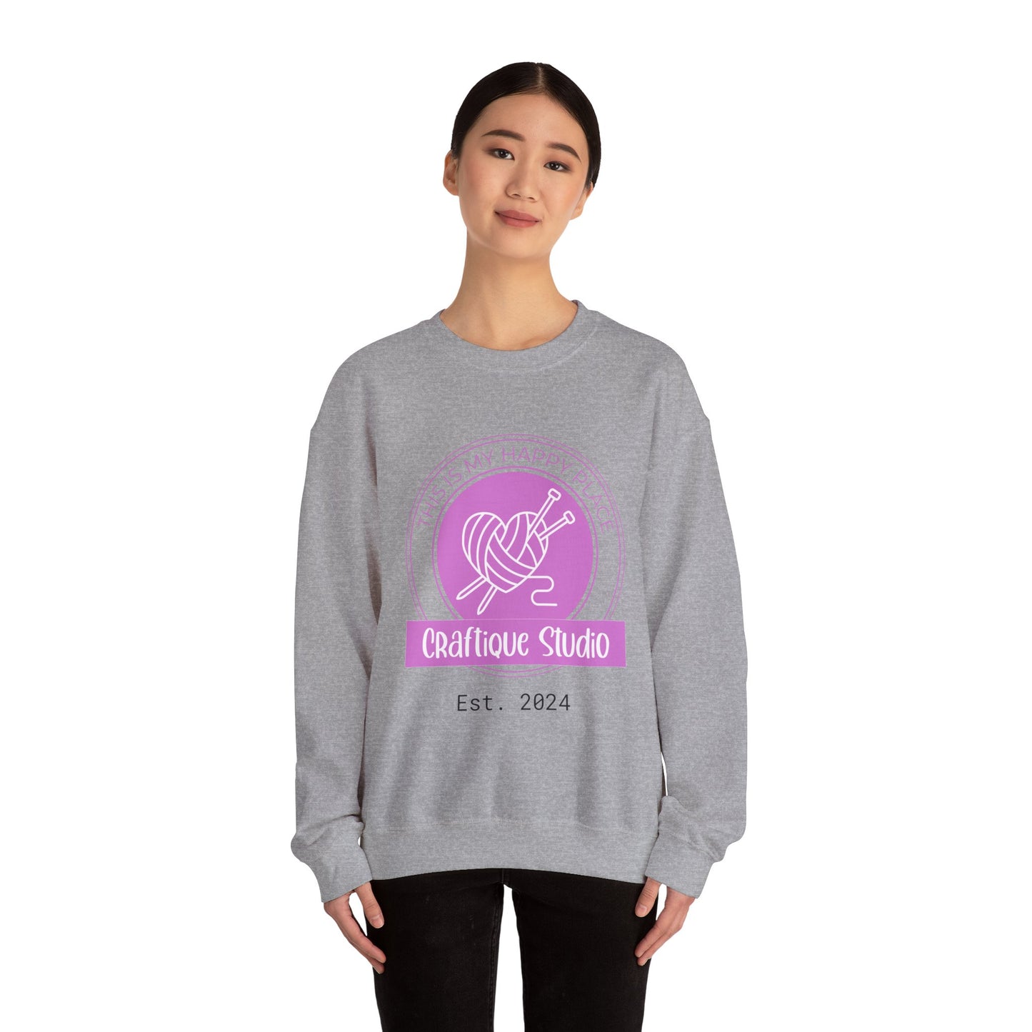 Craftique Studio Logo- This is my Happy Place Crewneck Sweatshirt