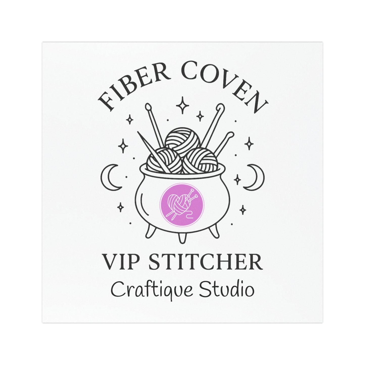 Car Magnet — "Fiber Coven VIP Stitcher" Yarn Cauldron Knitting Magnet