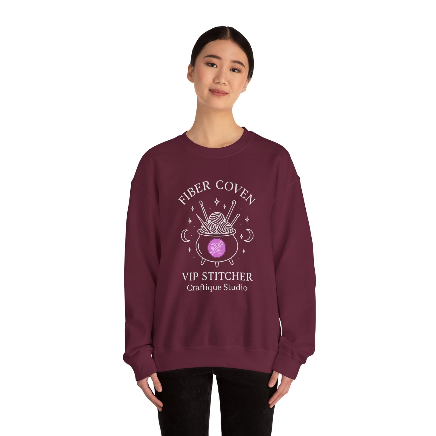 Crewneck Sweatshirt front and back Print- Fiber Coven Craftique Studio