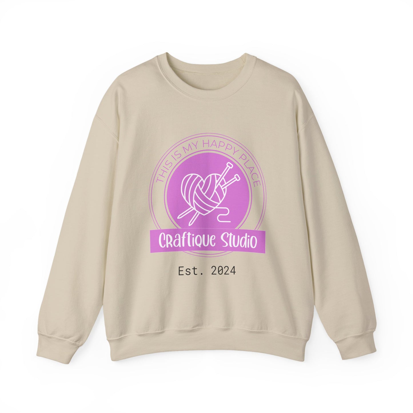 Craftique Studio Logo- This is my Happy Place Crewneck Sweatshirt