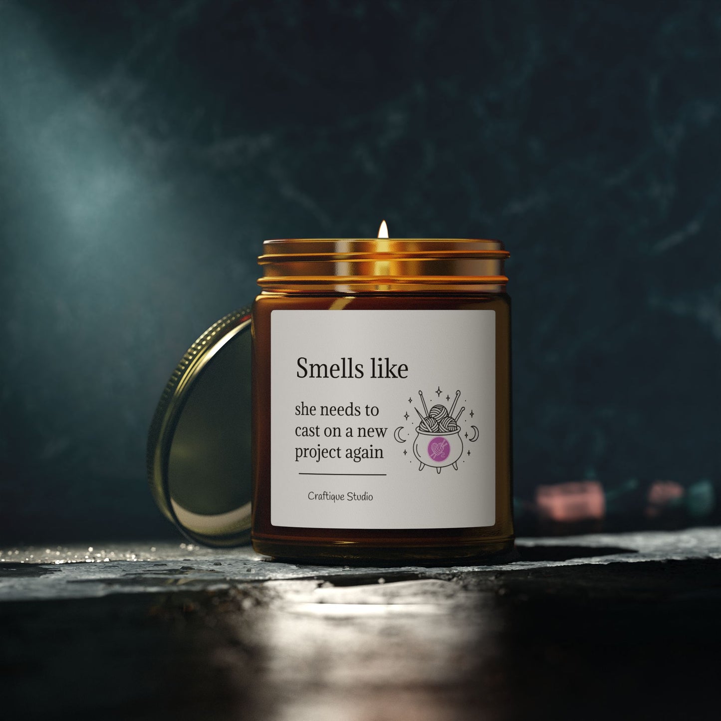 Coconut Apricot Wax Candle — “Smells Like She Needs to Cast on a New Project Again” (4oz & 9oz)