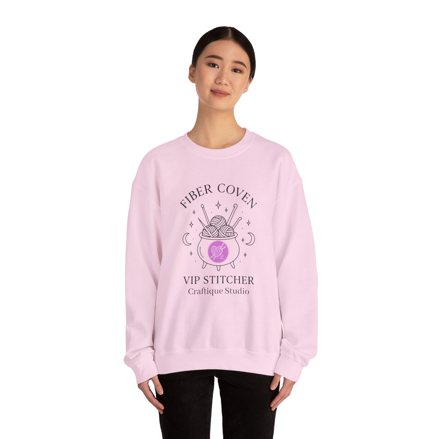 Crewneck Sweatshirt front and back Print- Fiber Coven Craftique Studio