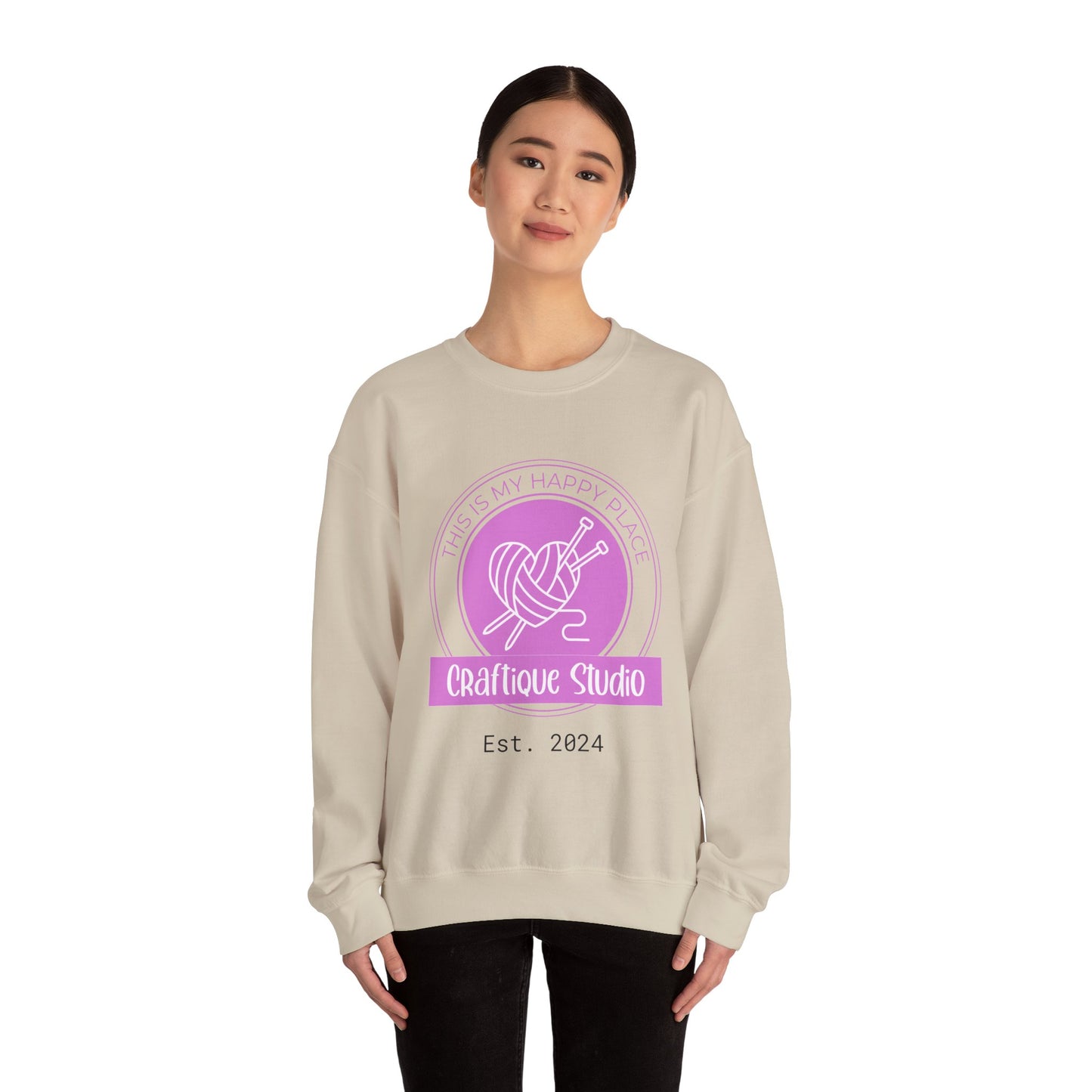 Craftique Studio Logo- This is my Happy Place Crewneck Sweatshirt