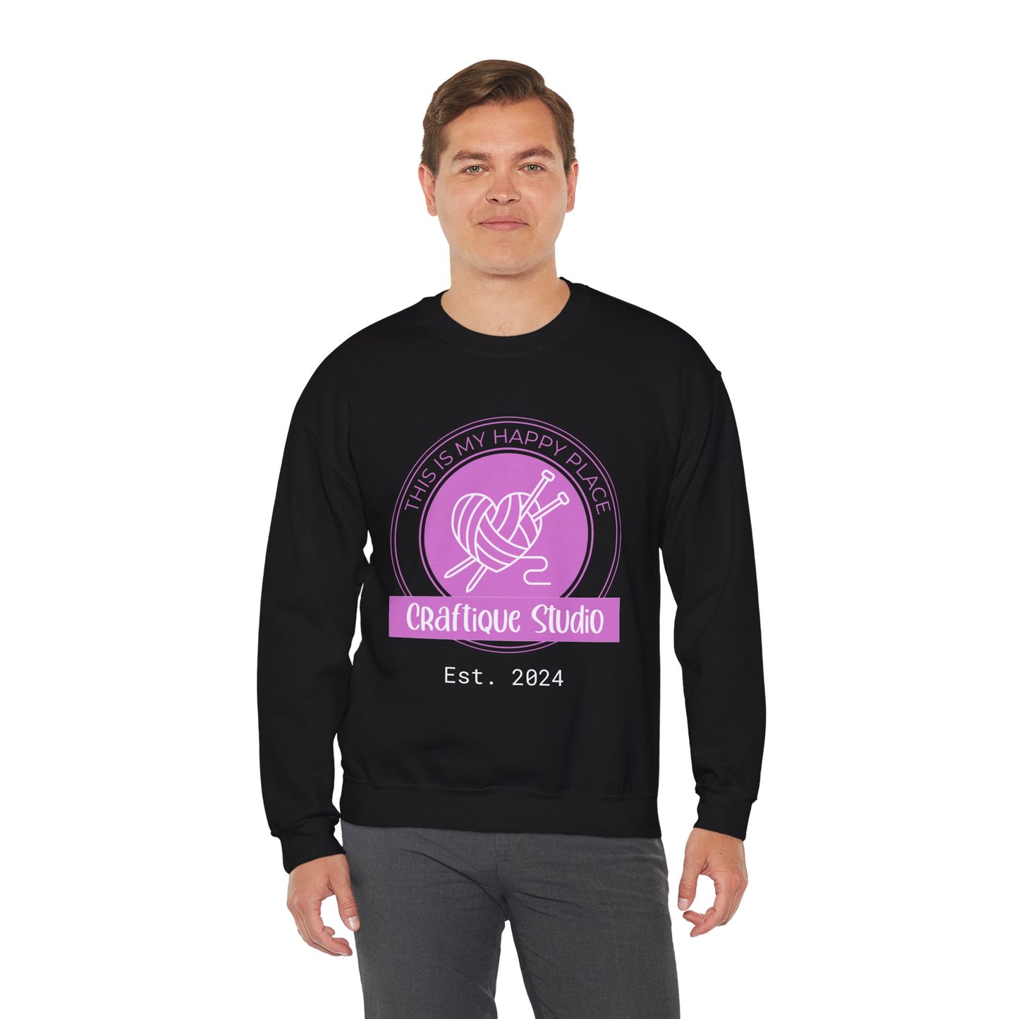 Craftique Studio Logo- This is my Happy Place Crewneck Sweatshirt