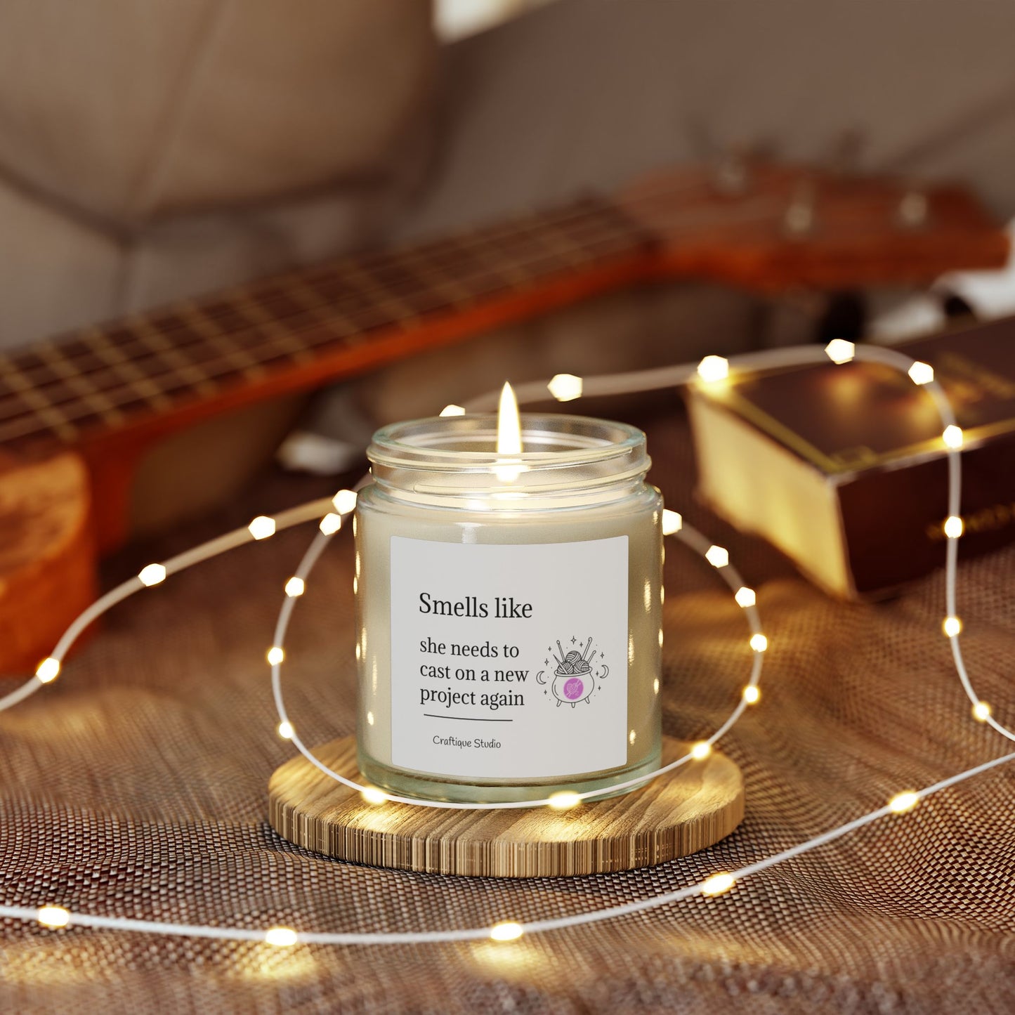 Coconut Apricot Wax Candle — “Smells Like She Needs to Cast on a New Project Again” (4oz & 9oz)