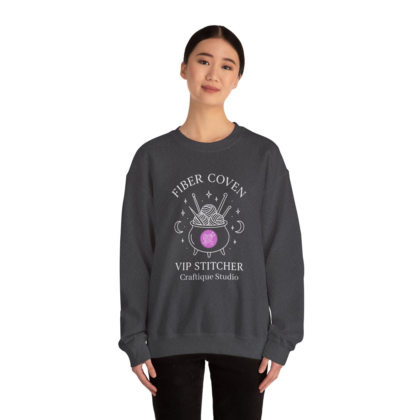 Crewneck Sweatshirt front and back Print- Fiber Coven Craftique Studio
