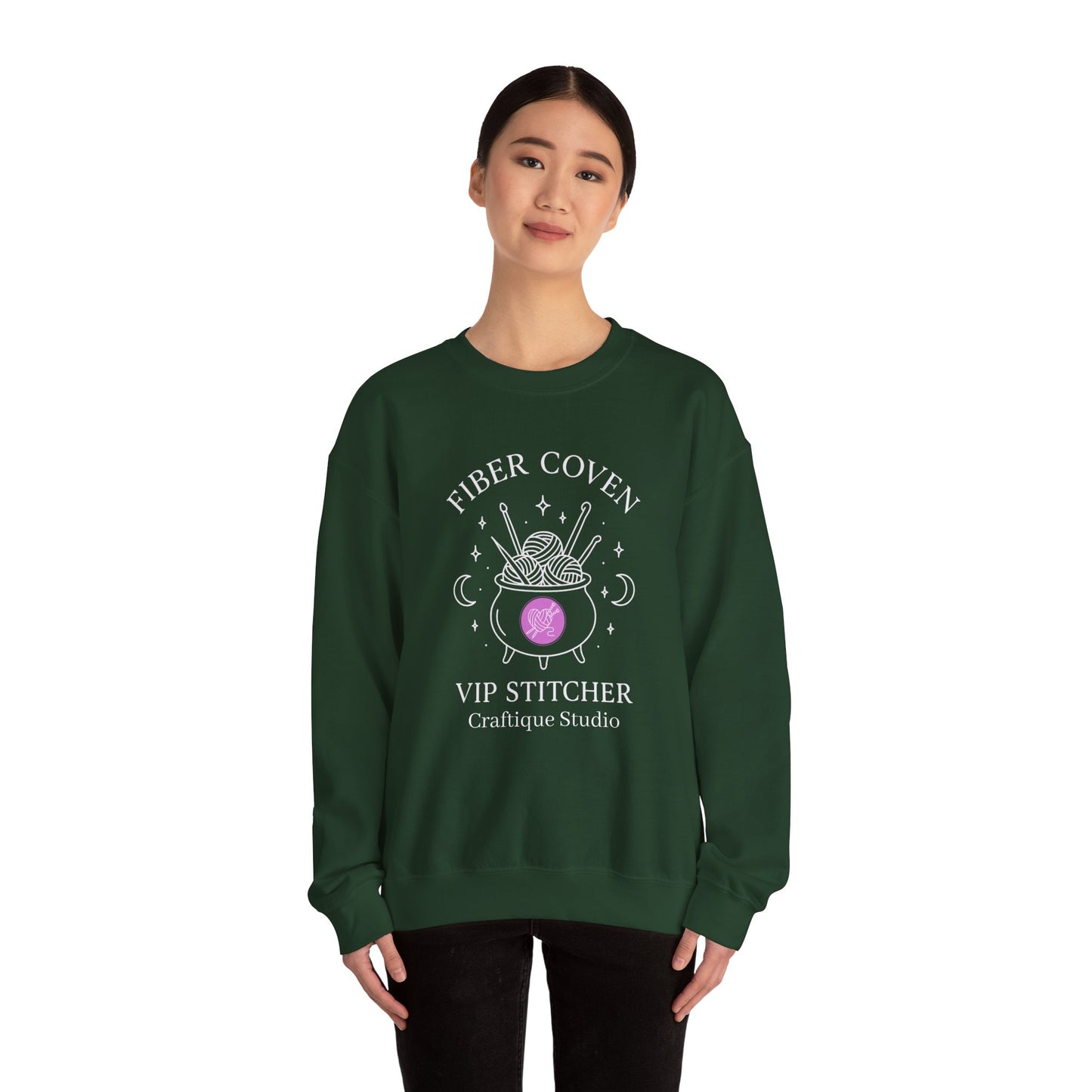 Crewneck Sweatshirt front and back Print- Fiber Coven Craftique Studio