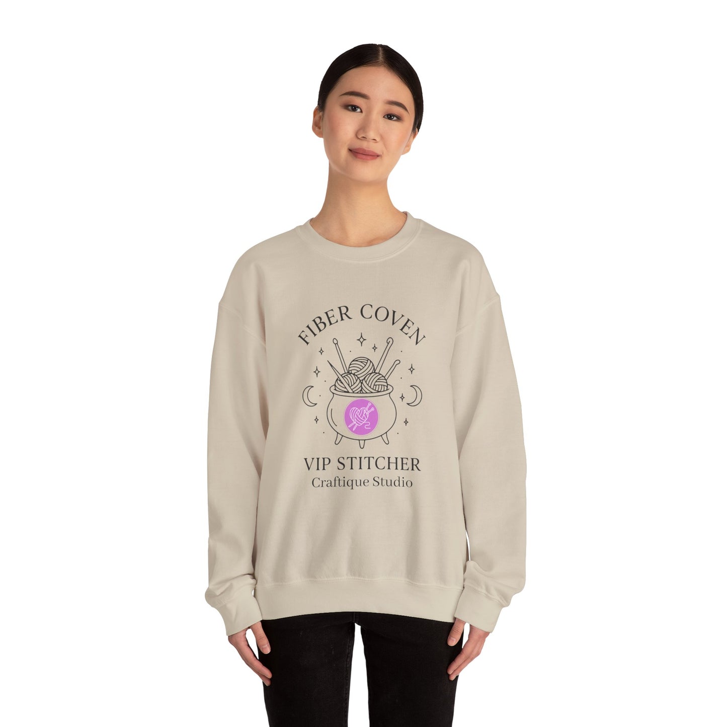 Crewneck Sweatshirt front and back Print- Fiber Coven Craftique Studio