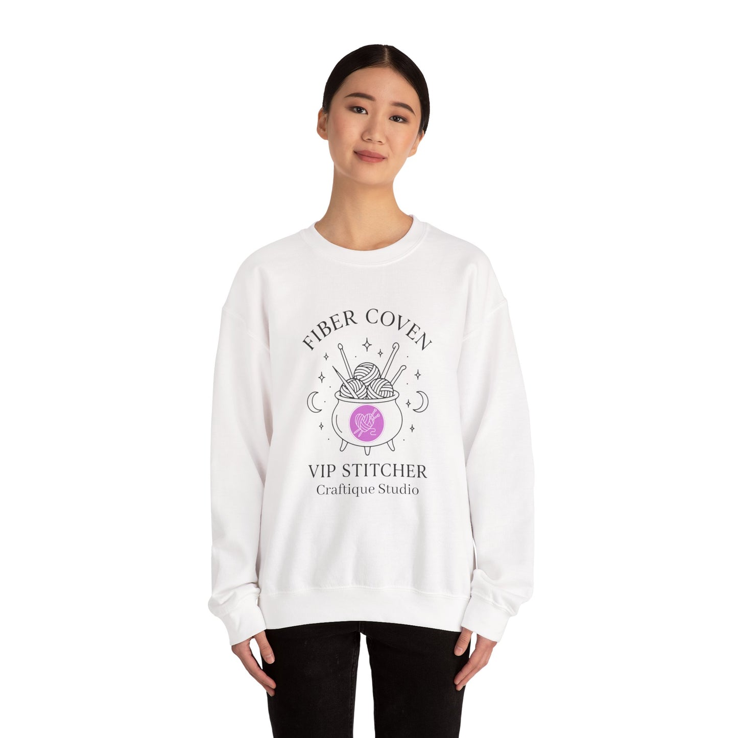 Crewneck Sweatshirt front and back Print- Fiber Coven Craftique Studio