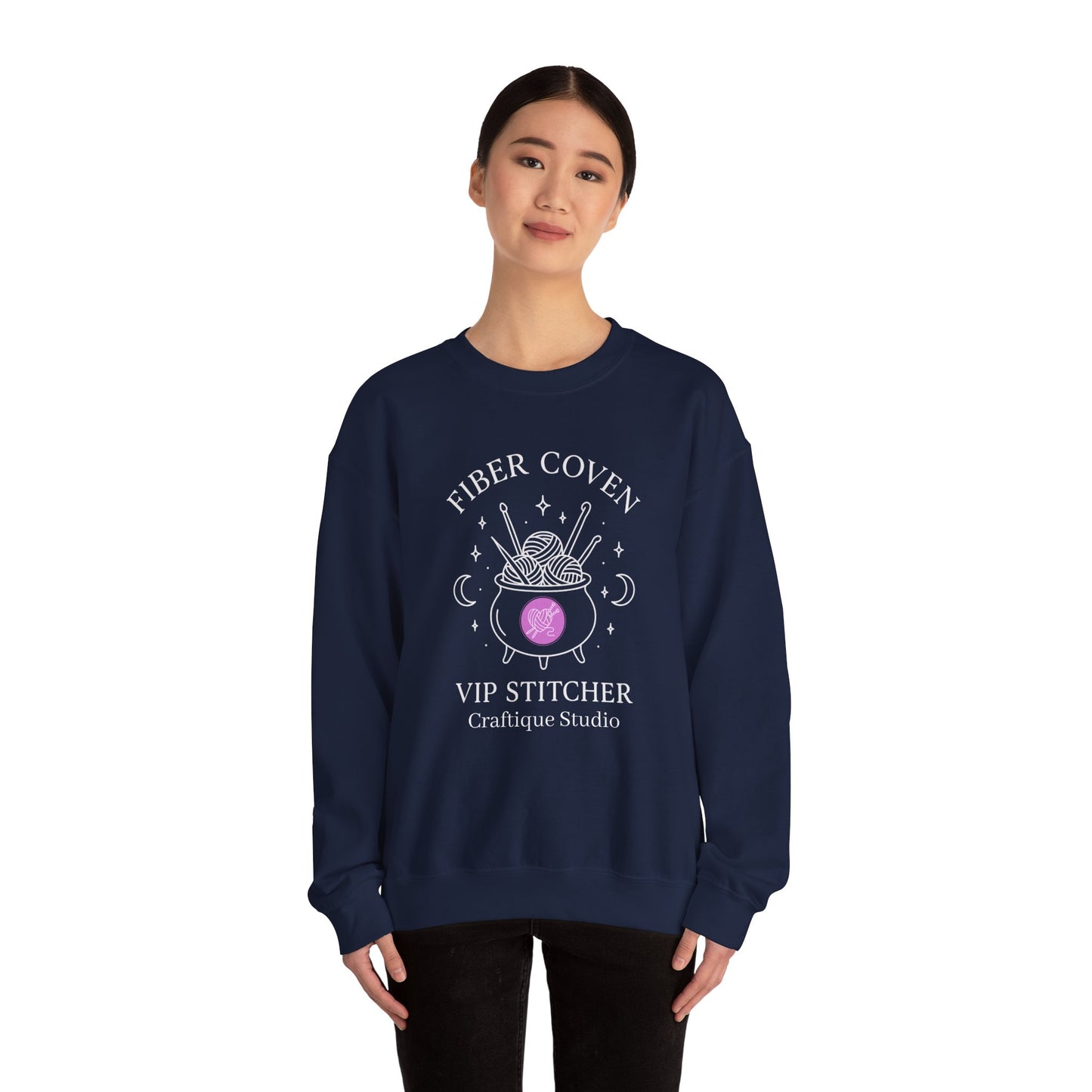 Crewneck Sweatshirt front and back Print- Fiber Coven Craftique Studio
