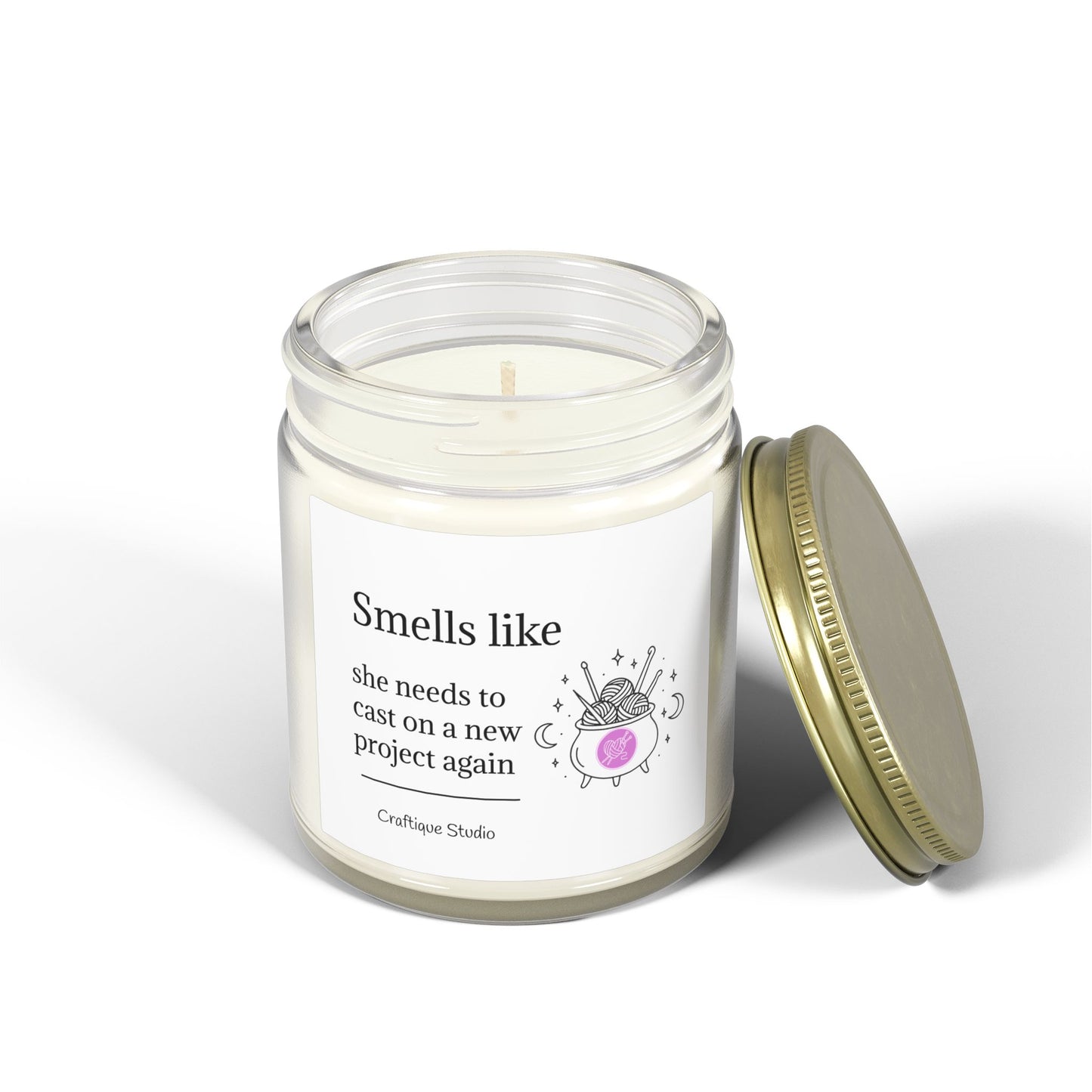 Coconut Apricot Wax Candle — “Smells Like She Needs to Cast on a New Project Again” (4oz & 9oz)