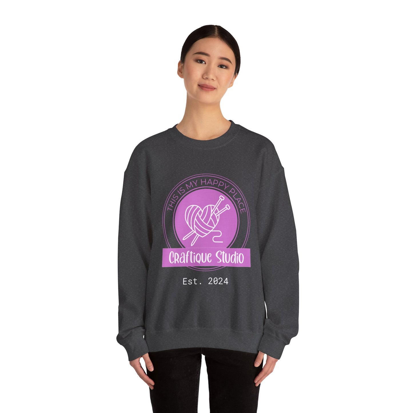 Craftique Studio Logo- This is my Happy Place Crewneck Sweatshirt