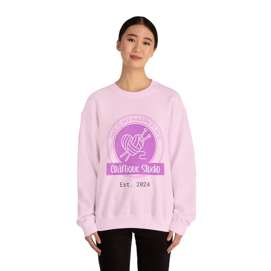 Craftique Studio Logo- This is my Happy Place Crewneck Sweatshirt