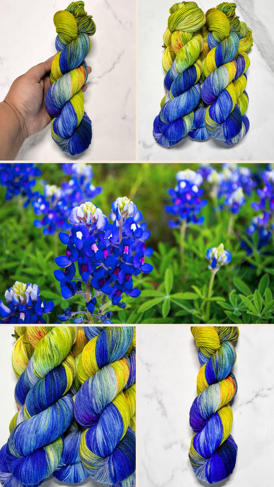 Bluebonnet Fields Premium Sock - Fingering Hand Dyed Yarn