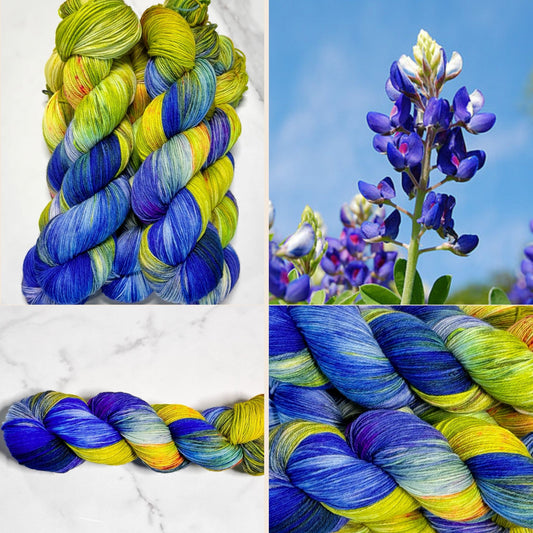 Bluebonnet Fields Premium Sock - Fingering Hand Dyed Yarn