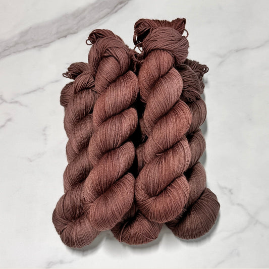 Oak Mocha Premium Sock - Fingering Hand Dyed Yarn